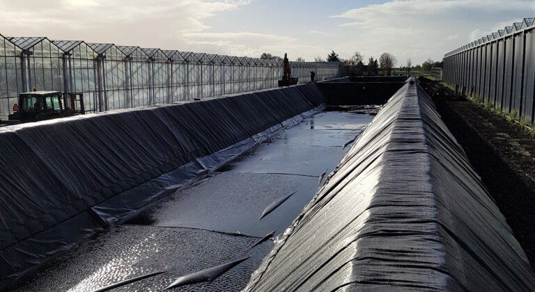 Two water basins at a bulb farm, the Netherlands