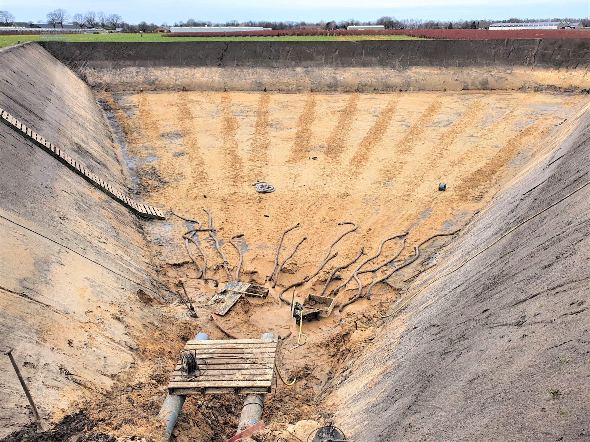 Excavated basins for blueberry growers, the Netherlands