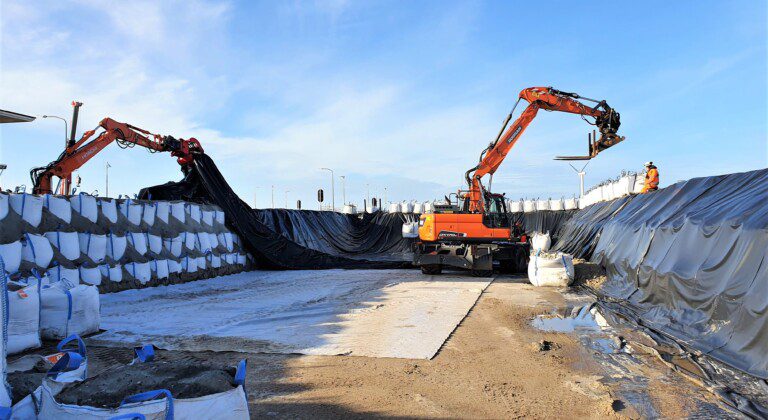 Lining basins at the Afsluitdijk, the Netherlands