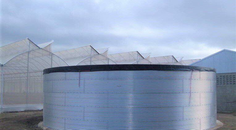 Water tank at tomato nursery, Dominican Republic