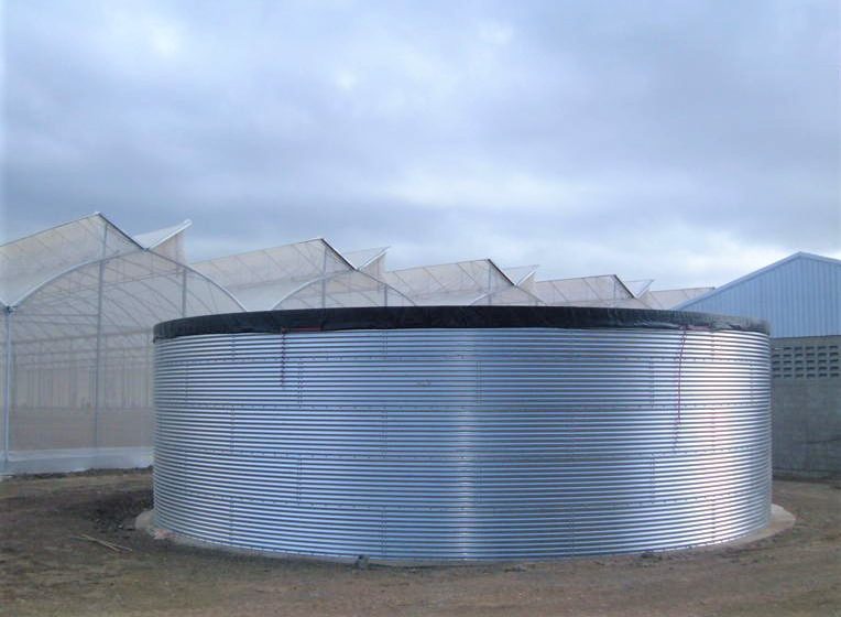 Water tank at tomato nursery, Dominican Republic