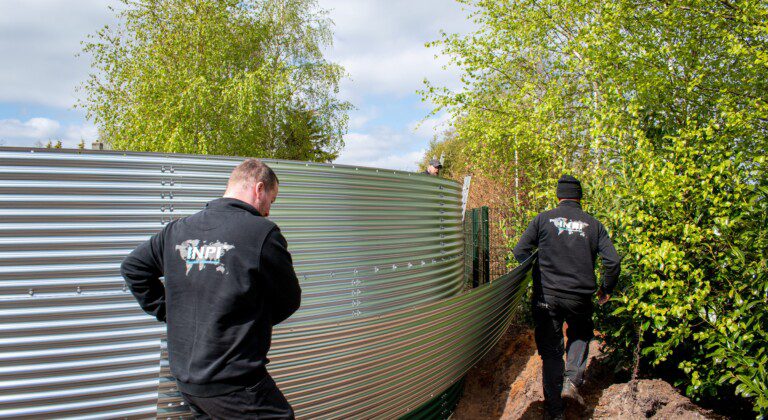 Water tank at garden centre, the Netherlands