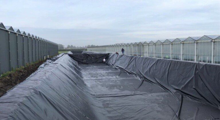 Two water basins at a bulb farm, the Netherlands