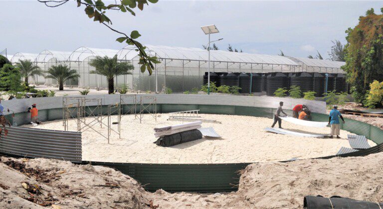 Water storage for a melon nursery, Maldives