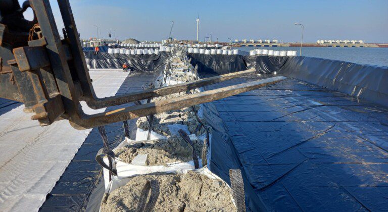 Lining basins at the Afsluitdijk, the Netherlands