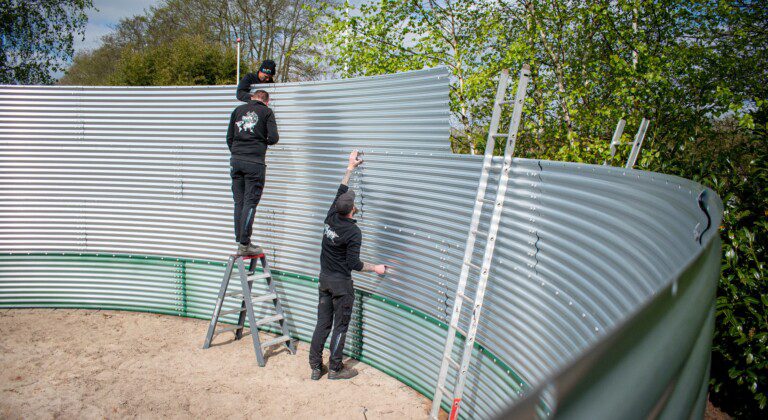 Water tank at garden centre, the Netherlands