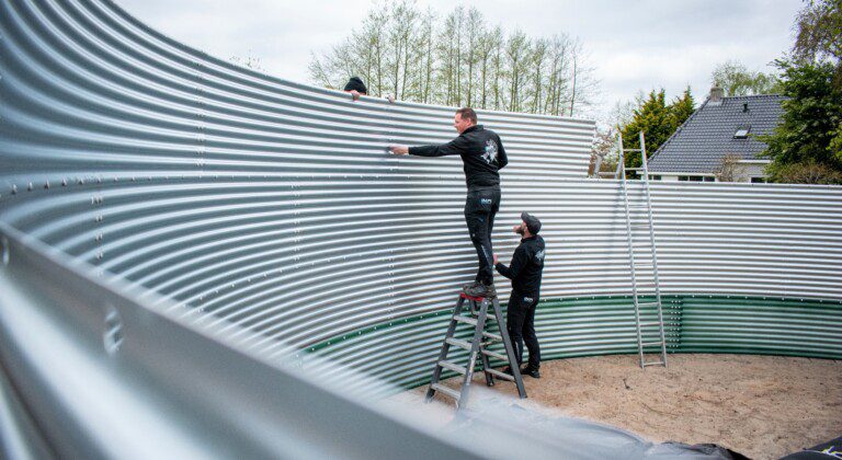 Water tank at garden centre, the Netherlands