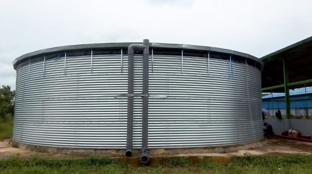 Water tank at a fertilizer factory, Indonesia