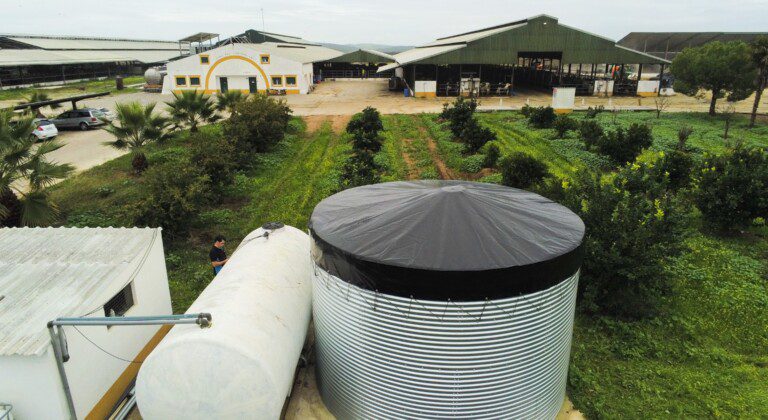A fully waterproof FPP cover at a dairy farm, Portugal