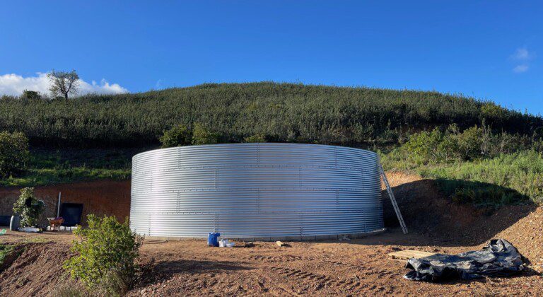 Irrigation tank for a self-sufficient farm and family, Portugal
