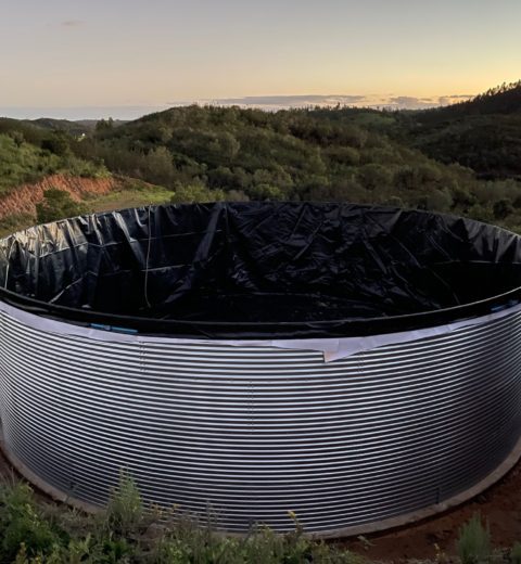 Irrigation tank for a self-sufficient farm and family, Portugal