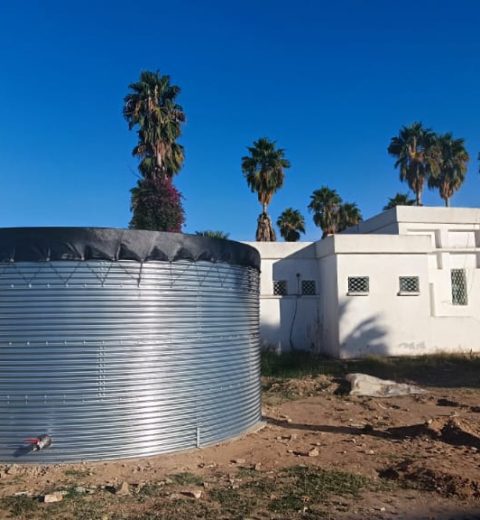 Water tank for irrigation at agriculture training center, Tunisia