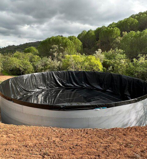 Water tank for rainwater collection in the Algarve, Portugal